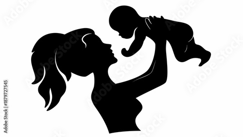 Loving mother holding baby up in playful moment