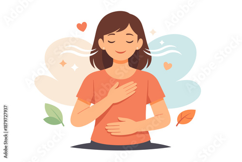 Woman breathing deeply and peacefully