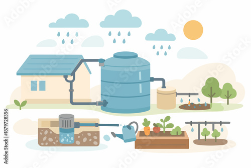 Rainwater harvesting system for gardening and irrigation