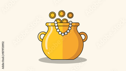 Golden Pot with Jewels and Pearls.