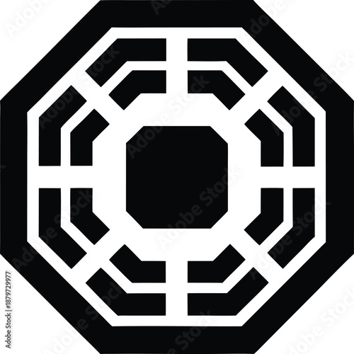 taoist bagua silhouette vector illustration on transparent background