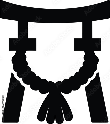 shinto shimenawa rope silhouette vector illustration on transparent background