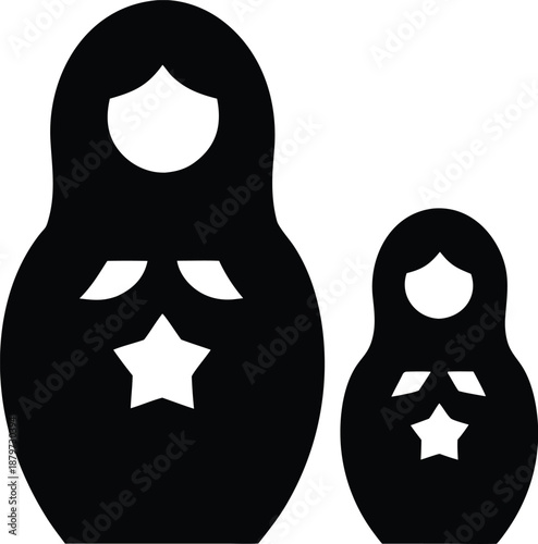 russian nesting doll silhouette vector illustration on transparent background