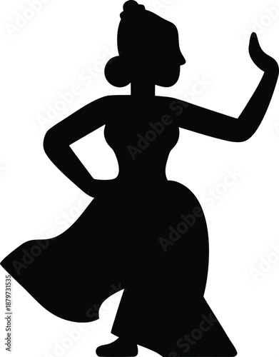 cambodian apsara dancer silhouette vector illustration on transparent background