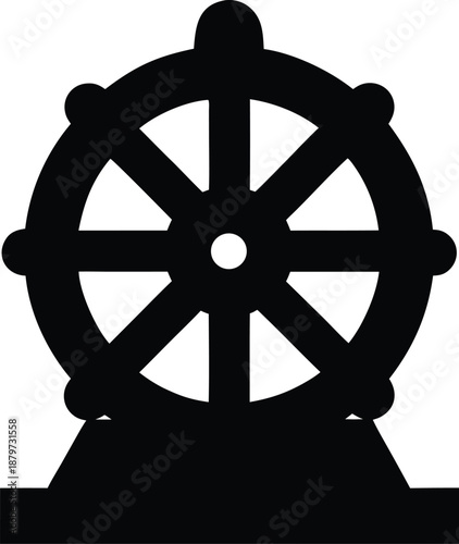 buddhist dharmachakra silhouette vector illustration on transparent background