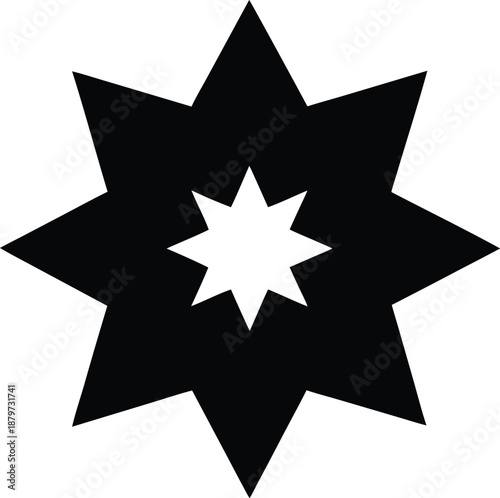 bah nine pointed star silhouette vector illustration on transparent background