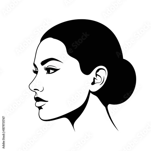Elegant woman profile silhouette vector illustration