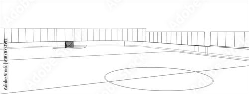 Ground Level Perspective Lacrosse Field Technical Drawing Blueprint View