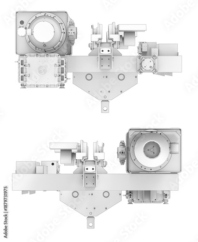 Electric Monorail Hoist Top View – Explosion-Proof Industrial Lifting Equipment | Technical 3D CAD Render Isolated on White