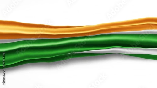 Flowing Indian tricolour animation with saffron, white and green waves blending smoothly.