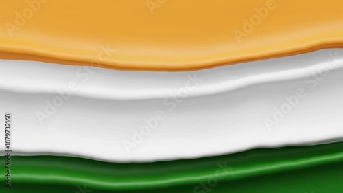Flowing Indian tricolour animation with saffron, white and green waves blending smoothly.