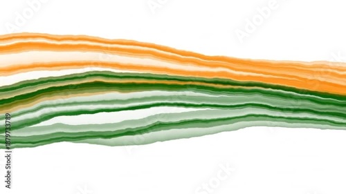 Flowing Indian tricolour animation with saffron, white and green waves blending smoothly.