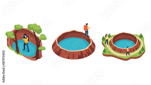 Isometric adventure: exploring scenic water art in nature