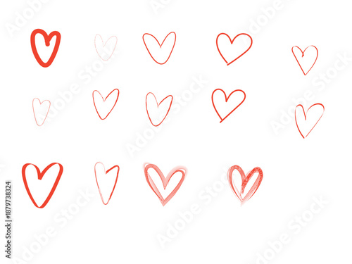 hand drawn hearts pattern with white background