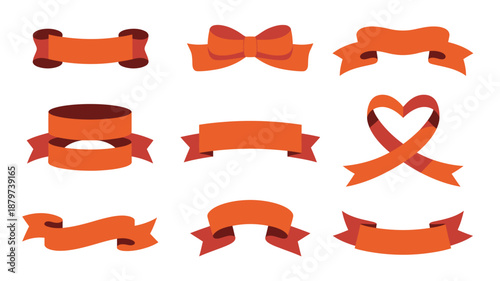 Collection of red ribbon banners Vector