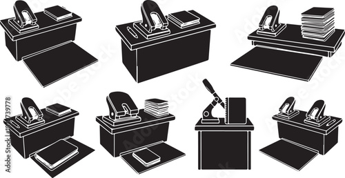Cash register with various items and open drawer illustrations