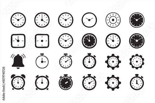 Time Management Clock and Timer Icons for Productivity UI Dashboards