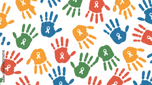 Colorful hands with awareness ribbons Vector