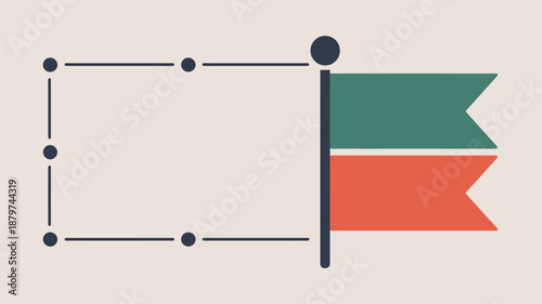Diagram of a rectangle with a flag Vector