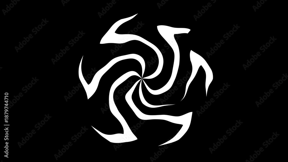 Fototapeta premium Black and white abstract spiral pattern with dynamic swirling shapes, creating a hypnotic effect.