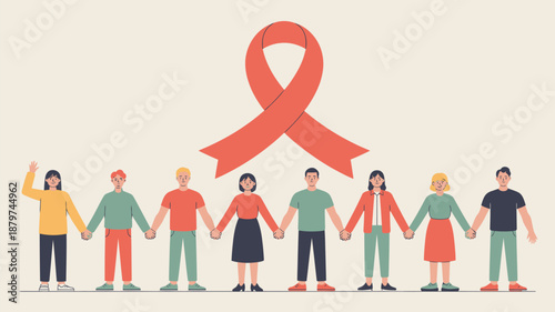 Community united in support of cancer awareness Vector