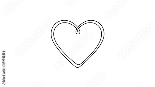Simple black continuous line drawing forming a heart shape symbol of love and affection on a clean white background.