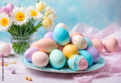 Easter pastel colorful eggs