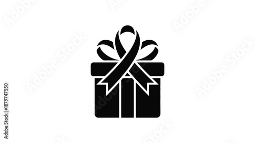 Black gift box with bow Vector