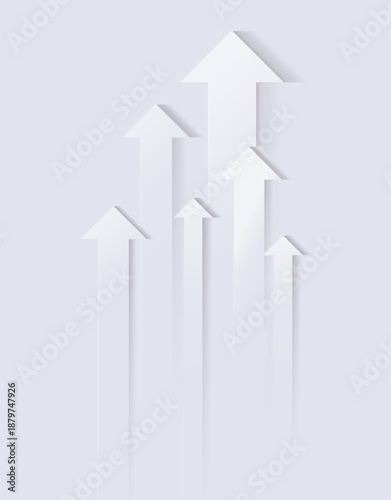 上昇を示す白い矢印のミニマル背景イラスト 成長コンセプト