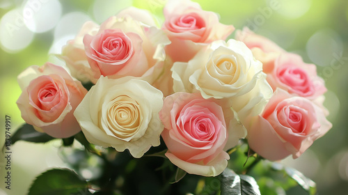Soft pink rose cream rose bouquet flower bloom romantic