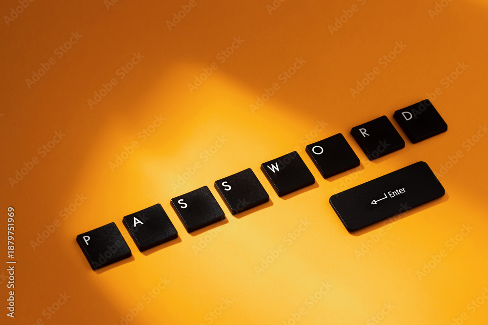 Fototapeta premium Black keyboard keys spelling 