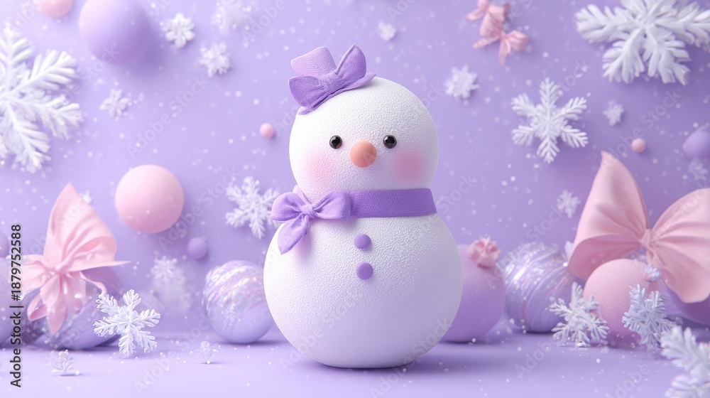 Obraz premium a snowman. christmas decorations with pastel color background