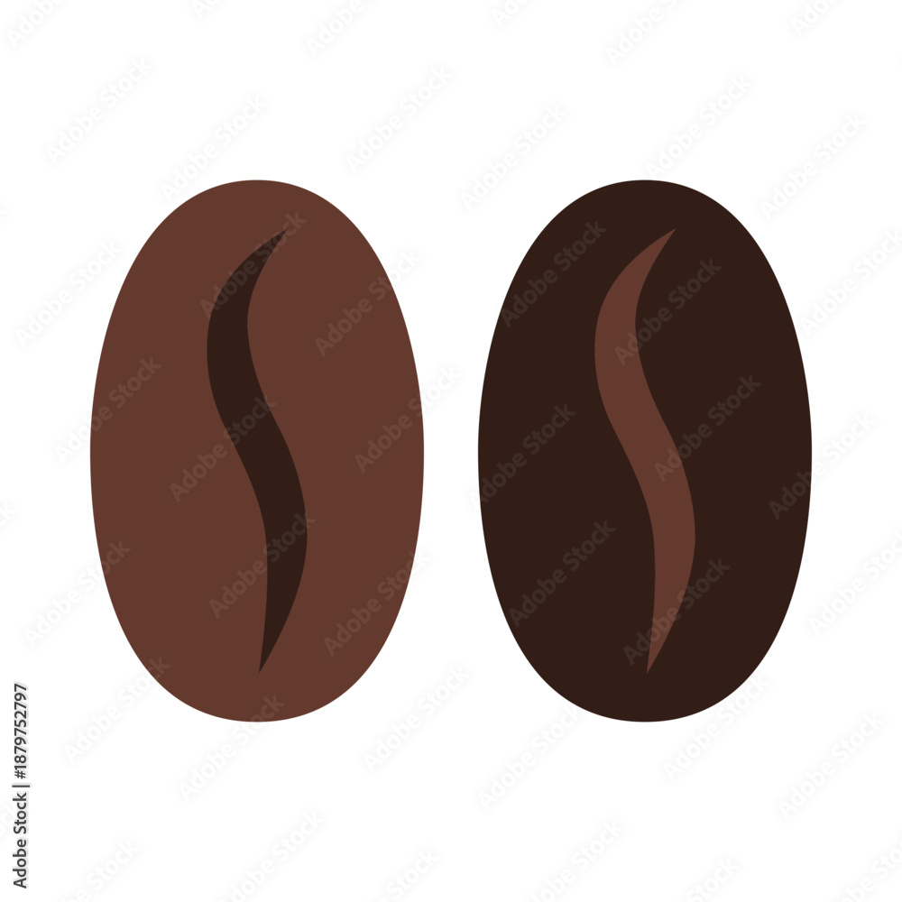 Obraz premium Two Brown Roasted Coffee Beans Icon