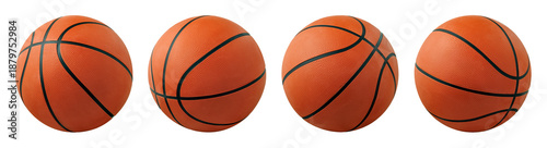 Set of basketball balls isolated on white