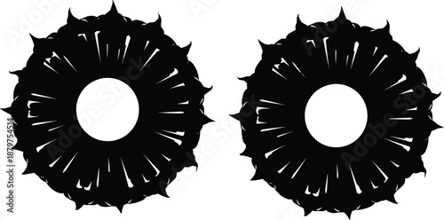 Black Silhouette Icon of a Serrated Pineapple Slice Ring, Tropical Fruit Element for Summer Food Branding