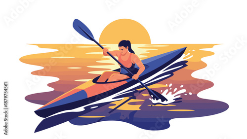 Sunset kayaking adventure: vibrant paddle on calm waters