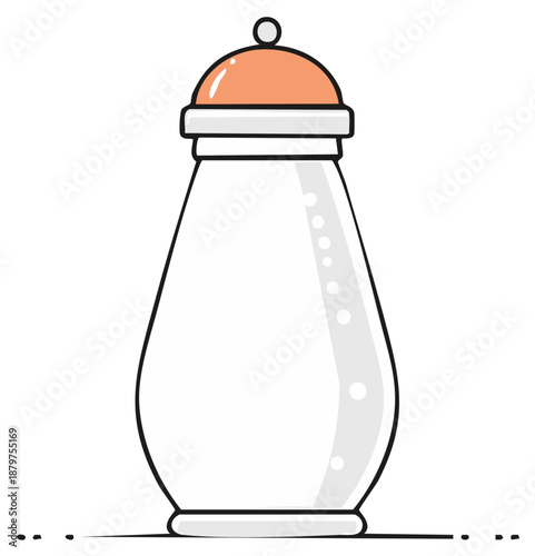Simple cartoon illustration of a baby feeding bottle with an orange cap