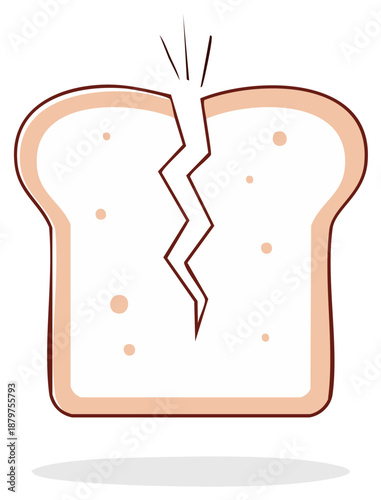 Cracked Slice of Bread Vector Illustration Symbolizing Division and Conflict