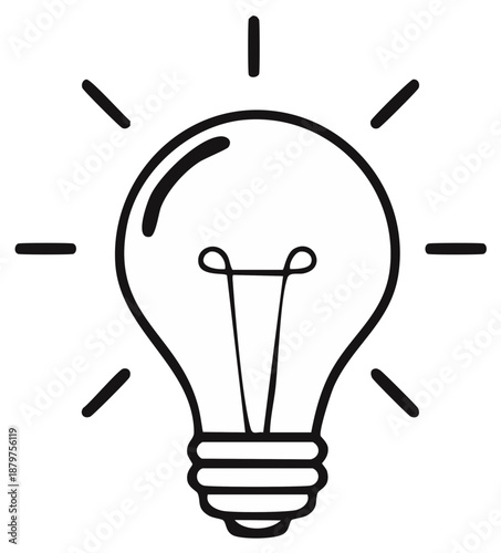 Simple light bulb illustration emitting creative inspiration and new ideas