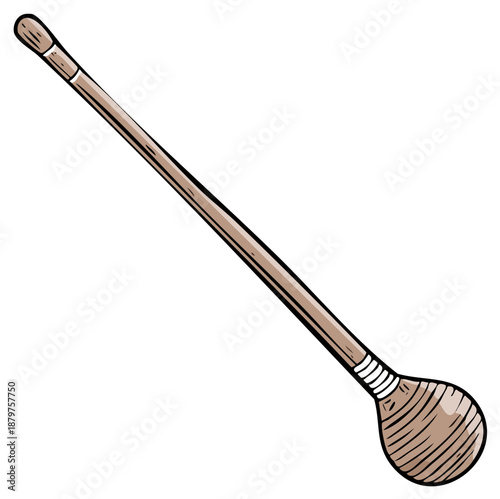 Cartoon Style Lacrosse Stick Illustration, Native American Sport, Wood Texture, Brown Color, Traditional Equipment, Sporty Graphic