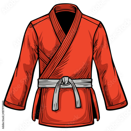 Karate or Judo Red Gi with White Belt: Symbol of Strength, Discipline, and Martial Arts Tradition
