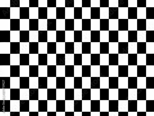 A repeating pattern of black and white squares fills the entire image