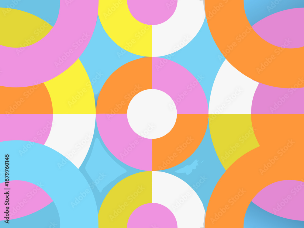 Obraz premium Colorful overlapping circles create a vibrant abstract geometric pattern