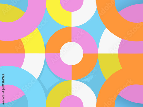 Colorful overlapping circles create a vibrant abstract geometric pattern
