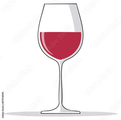 Elegant stemmed glass of red wine vector illustration icon for restaurant or celebration concept