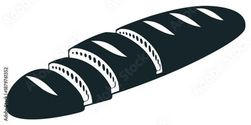 Sliced baguette illustration. Food and bakery vector design for logo and template.