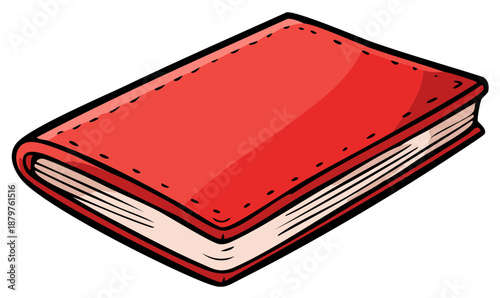 Vibrant Red Hardcover Book Simple Cartoon Illustration Educational Reading Object