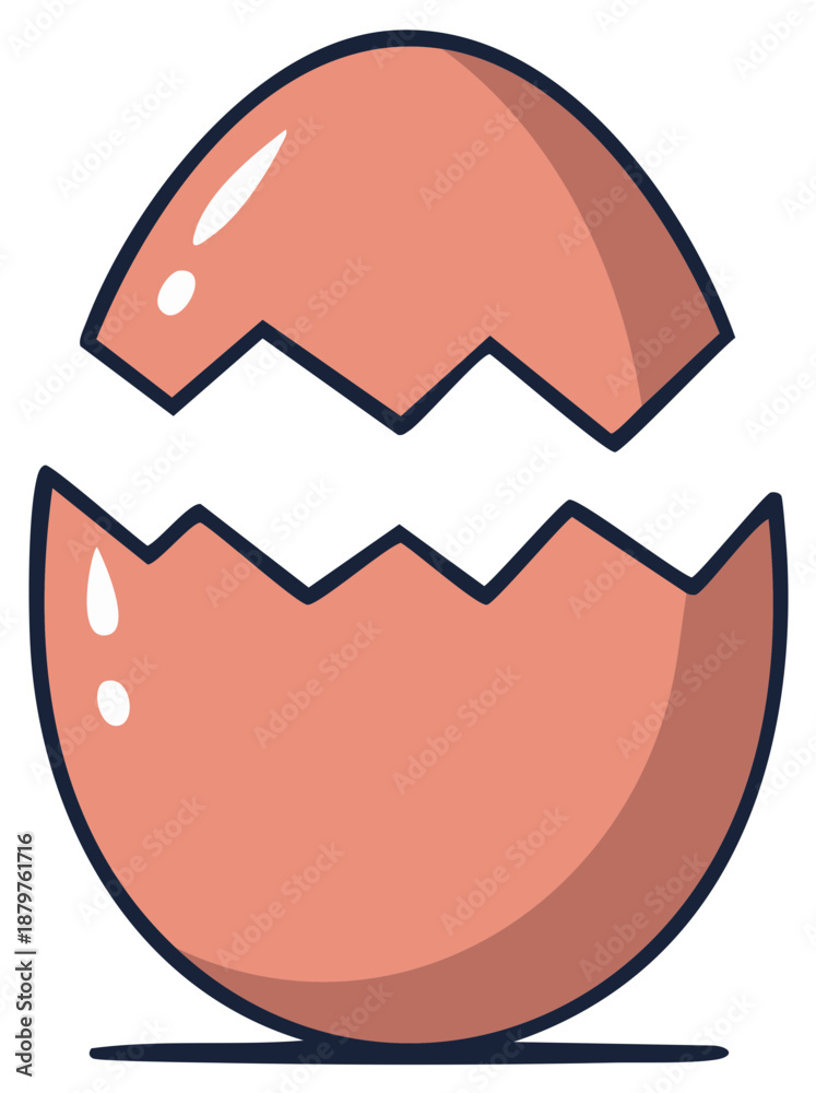 Obraz premium Cracked Easter Egg Illustration Broken Shell Concept with Cartoon Aesthetic and Pink Color Isolated for Spring Holidays