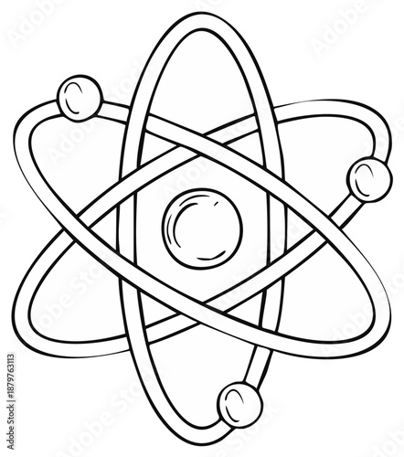 Atomic structure vector illustration for science education and design projects