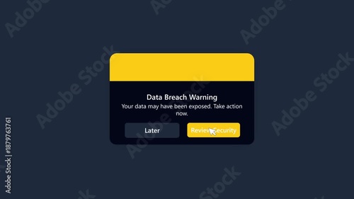 Urgent digital alert indicating a critical data security breach, prompting immediate user action to protect personal information and privacy